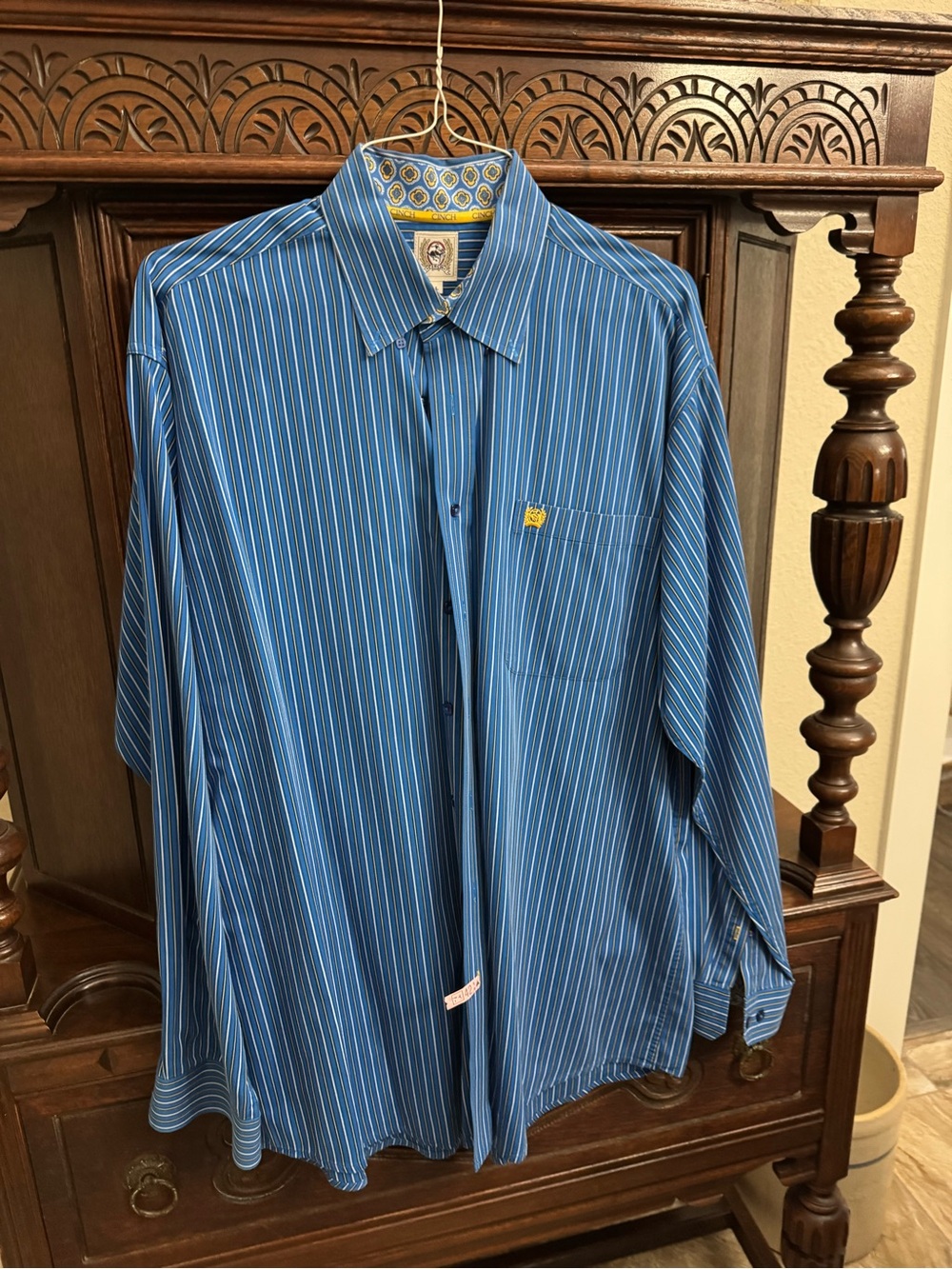 Cinch Blue and White Striped Button-Down Shirt